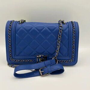 Badgley Mischka Quilted Chain Crossbody Bag – Blue / Royal Blue (BM-4152) NWT